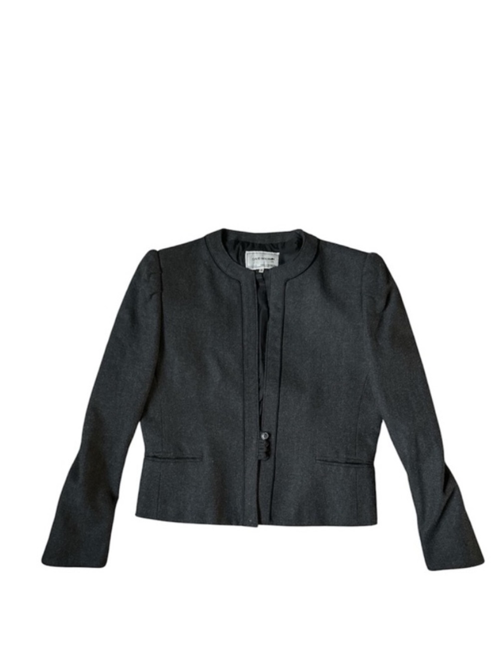 WORTH New York Black Collarless Wool Blend Blazer